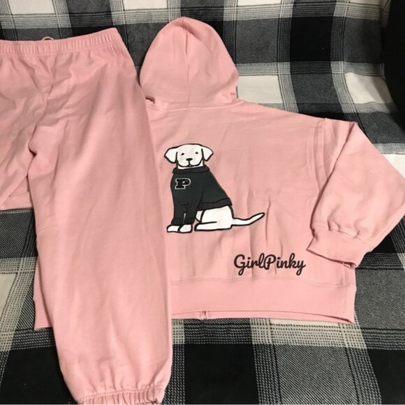 VS PINK sweatpants SET CHALK ROSE LIMITED EDITION & DOG LOGO XS BOTTOMS/SM TOP - Picture 13 of 13